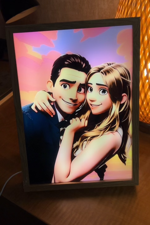 Custom Disney Couple Light-Up Frame